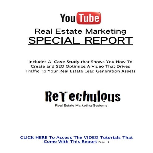 Youtube Real Estate Marketing Special Report 