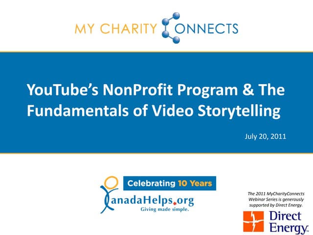 YouTube’s NonProfit Program & the Fundamentals of Video Storytelling