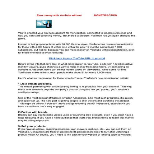 How To Earn Money Without MONETIZAOTION