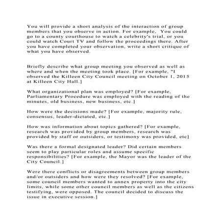 You will provide a short analysis of the interaction of group member.docx