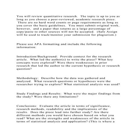 You will review quantitative research.  The topic is up to you as lo.docx