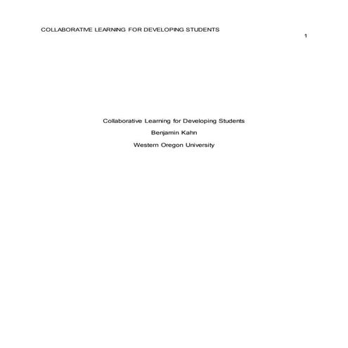 Literature review  Collaborative Learning for Developing Students