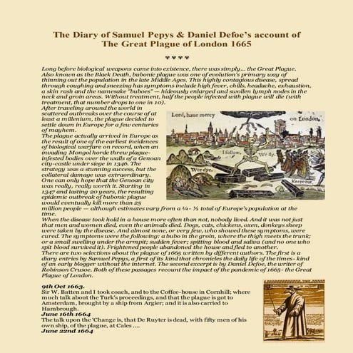 Pepys & Defoe: The Great Plague of London 1665