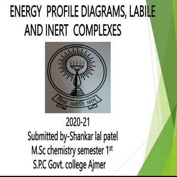 Energy Profile Diagram, Labile and Inert Complexes | PPTX