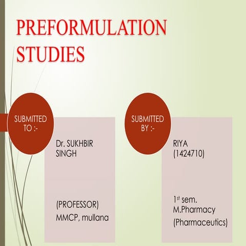 Preformulation considerations SlideShare