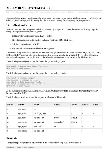 N_Asm Assembly system calls (sol)