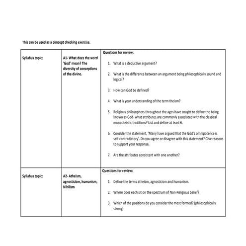 Yr 12 revision questions section 1 and 2