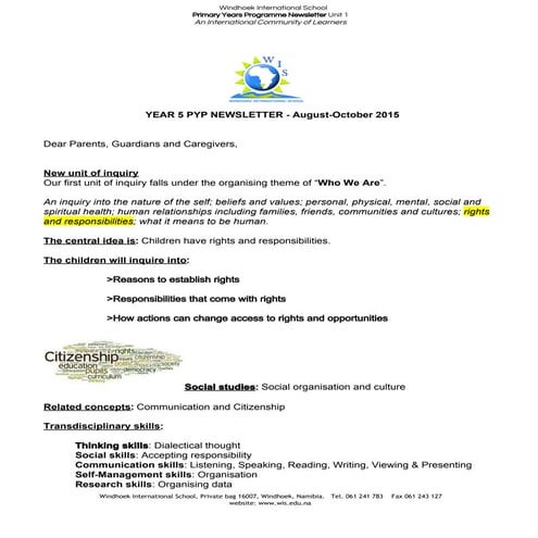 Yr5 Unit 1 Curriculum Newsletter 2015-16