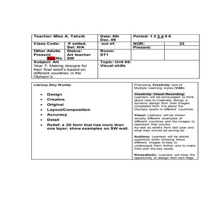 Year 7 Lesson Plan | PDF