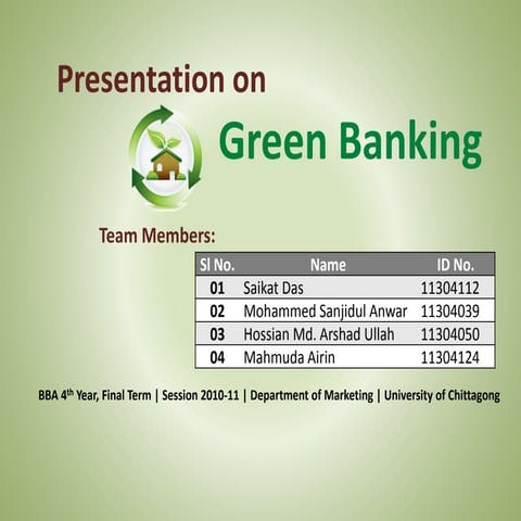 Green Banking - A Perspective on Bangladesh