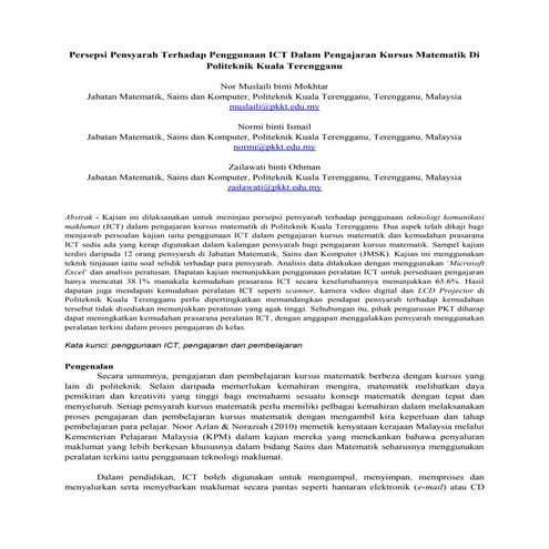Kata kunci penggunaan ict, pengajaran dan pembelajaran