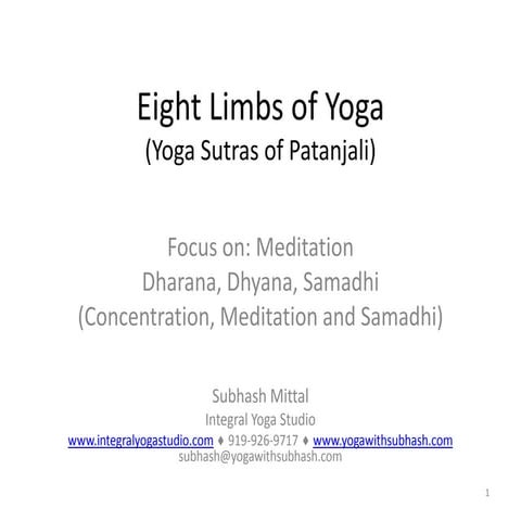 Meditation and Samadhi (Absorption) in Yoga Sutras of Patanjali