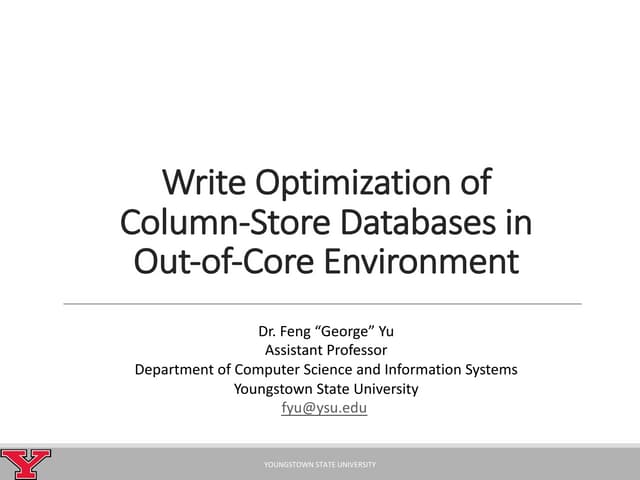 Write Optimization of Column-Store Databases in Out-of-Core Environment