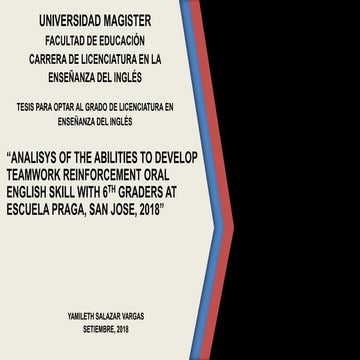 Analysis of the habilities to develop teamwork reinforcement on oral English ...