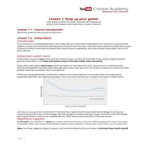 Youtube Academy - Lesson 1 | PDF