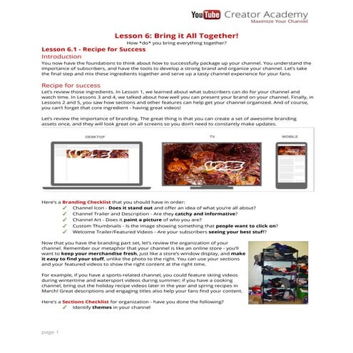 Youtube Academy - Lesson 1 | PDF