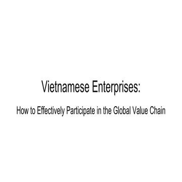 Vietnamese Enterprises: How to effectively participate in the global value chain