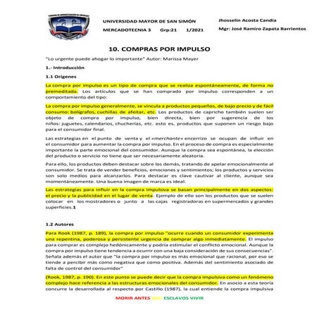 Compras racional o impulso | DOCX