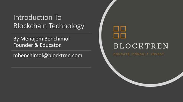Intro To Blockchain For YU Fintech Hackathon 2019