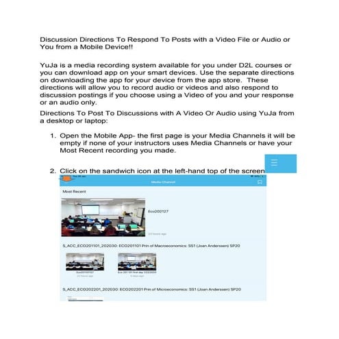 Handout: YuJa, post to a discussion from a mobile device