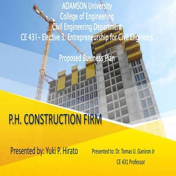 P.H. CONSTRUCTION FIRM: A Business Plan | PPTX