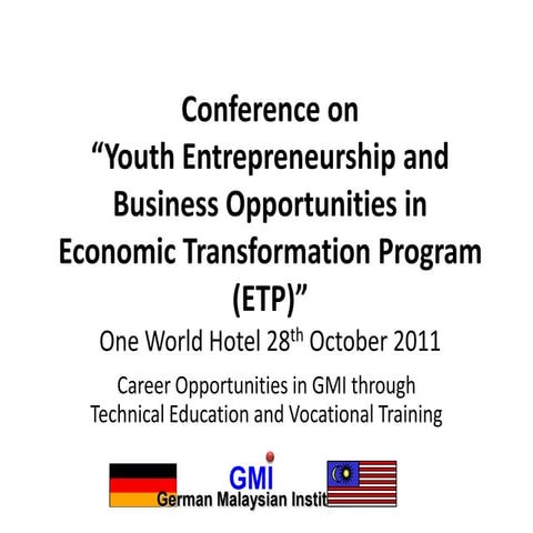 Technical Education & Vocational Training (TEVT) for Youths - Yusoff Md ...