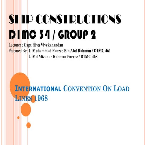 International convention on load lines 1968 group 2