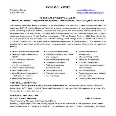 Yves Juste Proj Manager 2016