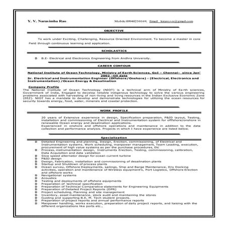 Electrical and Instrumentation Engineer (Offshore/Onshore)