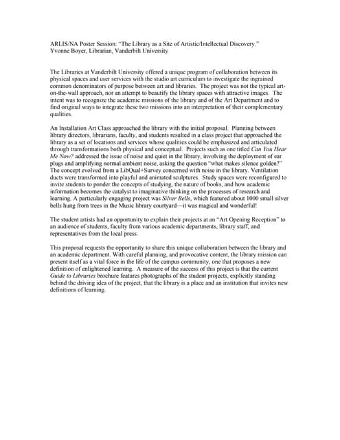 The Library as Site of Artistic/Intellectual Discovery (poster) (supplemental)