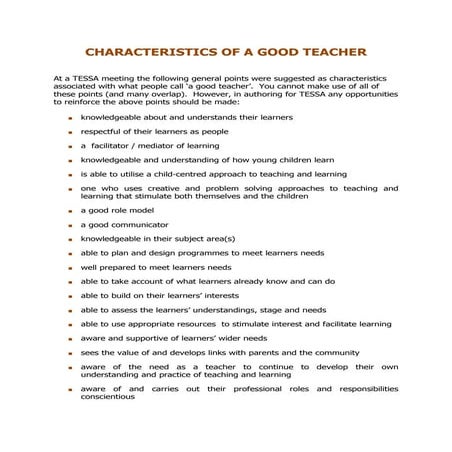 Teacher Resource Guidebook - Characteristics of a Good Teacher | PDF