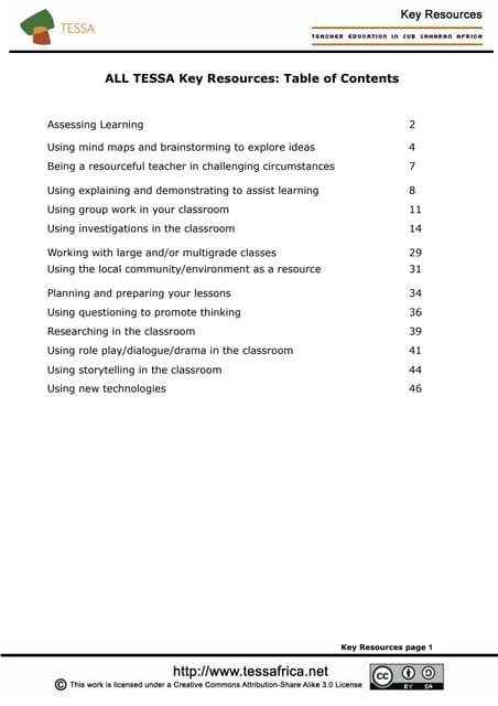 Teacher Resource Guidebook - Key Resources List 