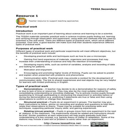 Teacher Resource Guidebook - Practical Work 