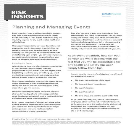 Risk insights Planning and Managing Events
