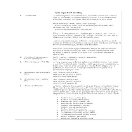 Directory of Toxic Ingredient in Cosmetics & Body Care Products 