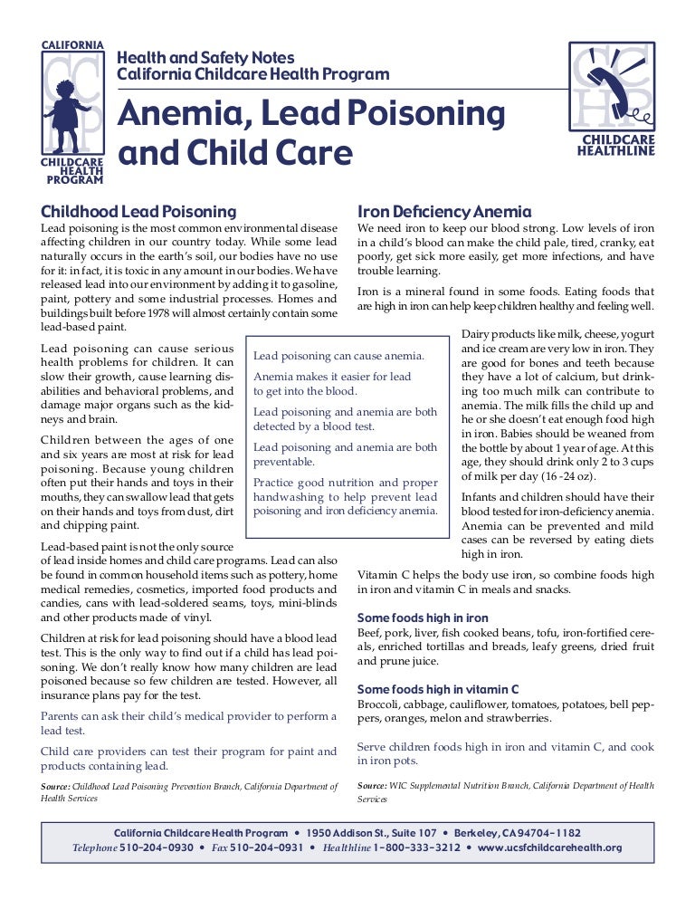 Anemia, Lead Poisoning & Child Care