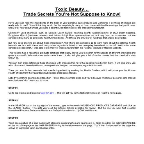 Toxic Beauty - Trade Secrets You’re Not Suppose to Know | PDF