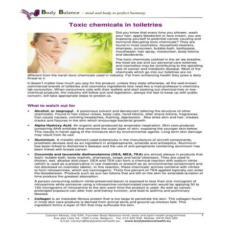 Toxic Chemicals in Toiletries