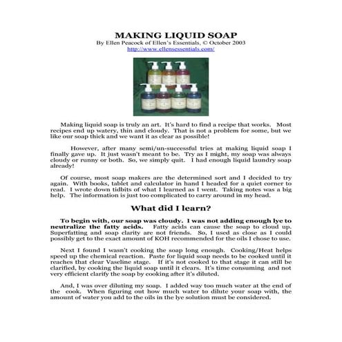 Making Liquid Soap - A Guide for Making your own Soap  