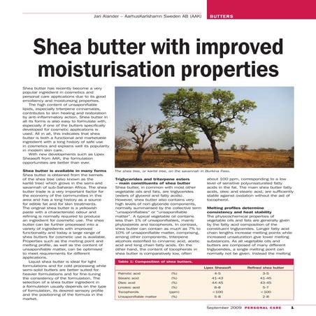 Shea Butter with Improved Moisturisation Properties