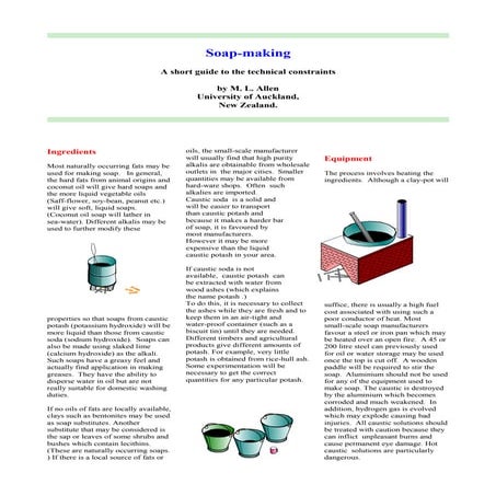 Soap Making - A Short Guide to the Technical Constraints- A Guidebook for Mak...
