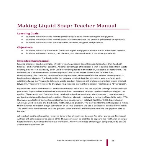 Making Liquid Soap - Teacher Manual - A Guide for Making your own Soap 