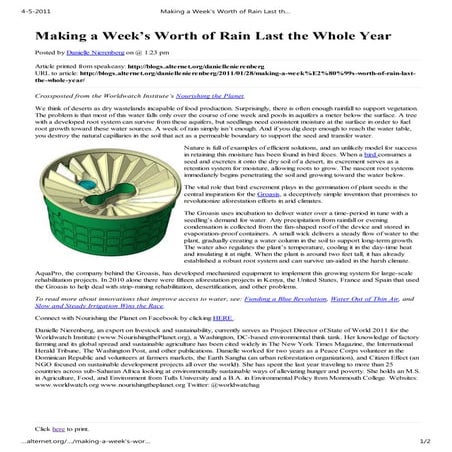 Making a Week’s Worth of Rain Last the Whole Year