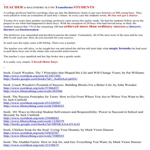 One Teacher Makes Students into Champions