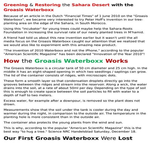 Greening & Restoring the Sahara Desert with the Groasis Waterboxx