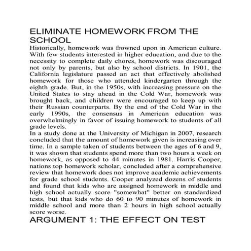 Homework debate
