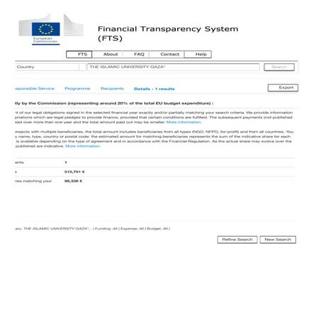 Islamitische Universiteit van Gaza kreeg Europees geld in 2018