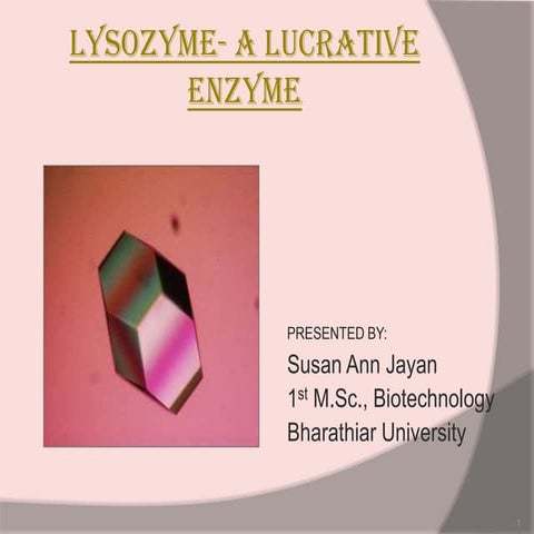 Lysozyme - a lucrative enzyme | PPTX