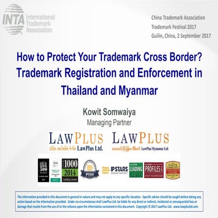 Trademark Registration and Enforcement in Thailand and Myanmar | PDF