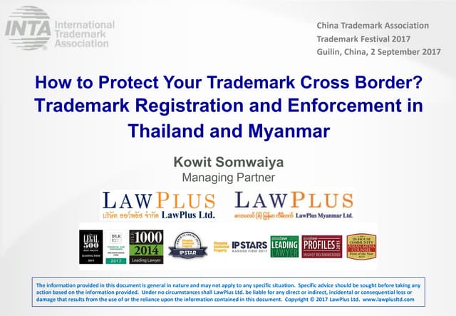 Trademark Registration and Enforcement in Thailand and Myanmar | PDF